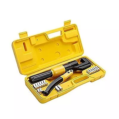 10 Ton Hydraulic Wire Battery Cable Lug Terminal Crimper Crimping Tool 9 Dies... • $52.99