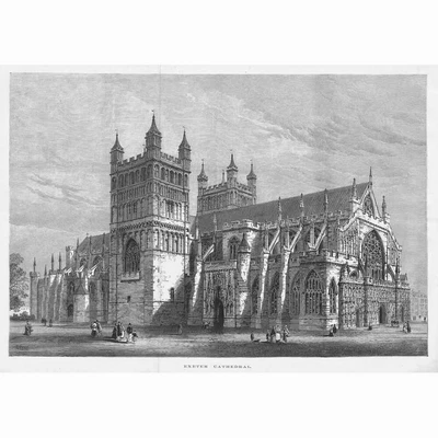 £16.99 • Buy EXETER CATHEDRAL - Antique Print 1877