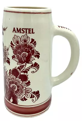 Red Delft Handpainted 20 Oz Vintage Stein Amstel Ceramic • $9.99
