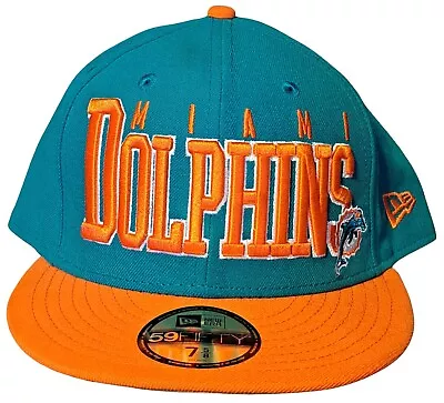 Miami Dolphins New Era Hat Cap Big Block Fitted Aqua & Orange • $23.99