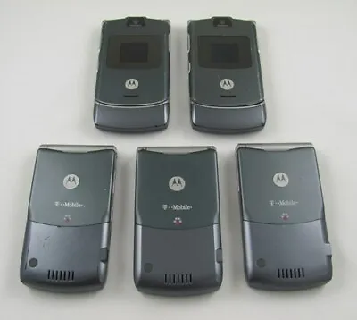 5 Motorola V3 Razr T-Mobile Cell Phones Lot GSM + Travel Chargr • $249.95