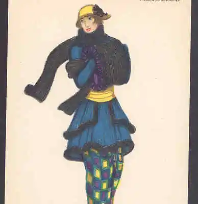 Mint..! Mela Koehler..ice Skating Glamour Ladyfur Muffart Deco Sport Postcard • $135