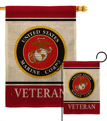 Marine Corps Veteran Burlap Garden Flag Armed Forces Decorative Gift Yard Banner • $30.95