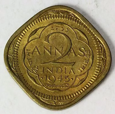 INDIA BRITISH 2 Annas 1945 - Nickel/Brass - George VI. - AUNC - 897 • $0.99