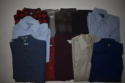 Wholesale Bulk Lot Of 11 Mens Size Medium 15 15½ Long Sleeve Button Up Shirts • $48.99