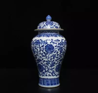 27CM Qianlong Signed Antique Chinese Blue & White Porcelain Vase Pot W/ Flower • $239.99