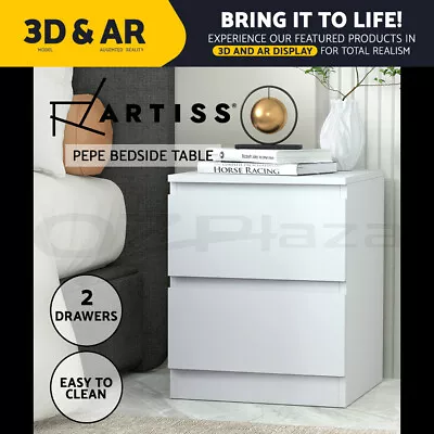 Artiss Bedside Table Drawers Side Table Storage Cabinet Nightstand White PEPE • $59.95