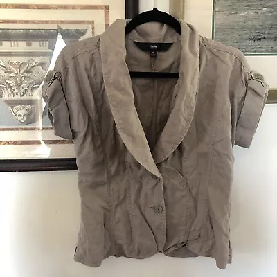 Mossimo Brown Gray Linen Short Sleeve Blazer Jacket Y2K Sz S A3003 • $9