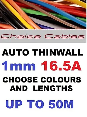 1.0mm 12v 24v Automotive Thinwall Cable Auto Car Campervan Boat Wire 100 Colours • £6.07