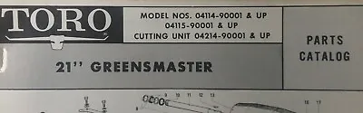 TORO 21  Greensmaster Walk-Behind Reel Lawn Mower Parts Manual 04114 04115 04214 • $83.21