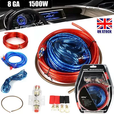 1500w Car Power Amplifier Wiring Kit Audio Subwoofer AMP RCA Power Cable Sub UK • £7.49