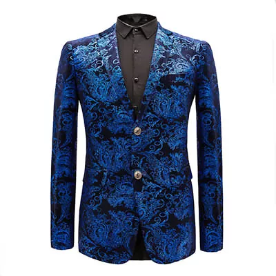 NEW Mens Suits Printed Floral Slim Blazer Jacket Coat Nightclub Wedding Dress • $36.26