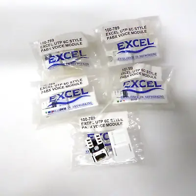 5 X EXCEL PABX Voice Module 6C Style 100-789 LJU Socket Slide Label 37 X 22mm • £10.95