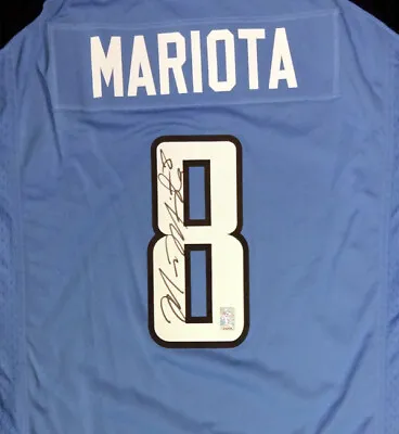 Titans Marcus Mariota Autographed Signed Blue Nike Jersey Size Xl Mm Holo 94299 • $69