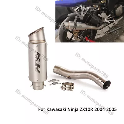 Modified Exhaust Mid Pipe Muffler Tips Escape For Kawasaki Ninja ZX10R 2004 2005 • $127