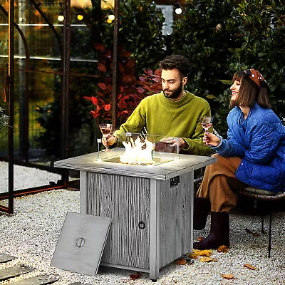 Outsunny Propane Gas Fire Pit Table With Cover 40000 BTU Firepit Grey • £169.99