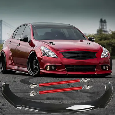 Front Bumper Lip Spoiler + Strut Rods Fit For 2003-2006 INFINITI G35 2dr Coupe • $99.09