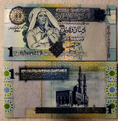 1 Note Libya 1 Dinar 2004 BUNDLE Pack P-68bMuammar GADDAFI ERA Unc. It.# G-41 • $3.99