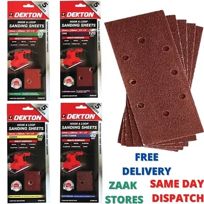 DEKTON 1/3 Sanding Sheets Rectangular Pads 40 60 80 120 Grit 93 X 230mm Quality • £3.49