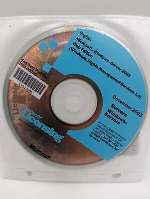 Microsoft Licensing Windows Server 2003 Web Edition CD Disc December 2003 • $14.95