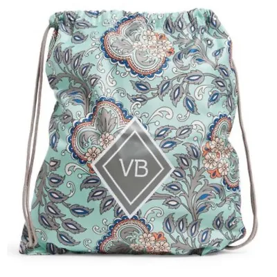 Vera Bradley FAN FLOWERS Drawstring Backsack Light  (New) $45 • $15.95