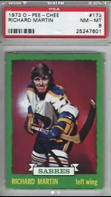 1973 O-Pee-Chee #173 Richard Martin Buffalo Sabres Hockey Card PSA 8 NM-MINT • $60