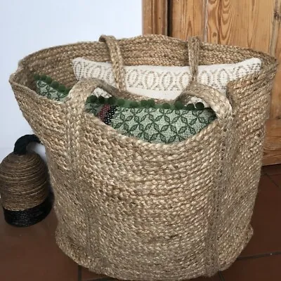 Large Natural Jute Bag Log Or Laundry Basket Or Toy Storage Bag • £38.99