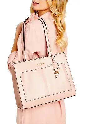 GUESS Elmore TOTE BAG LARGE HANDBAG Rose Pink Logo AUTHENTIC Brand New With Tags • $121.95