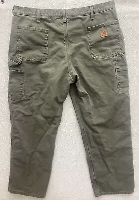 Carhartt Flannel Lined Pants Mens 42x30 Green Original Fit • $19.99