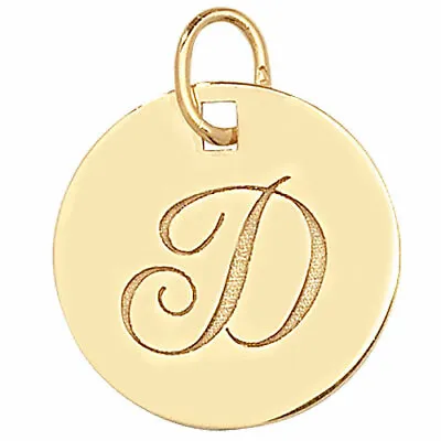 9ct Gold  Initial Pendants Round Tag Script Letters Name Chain Box • £59.99