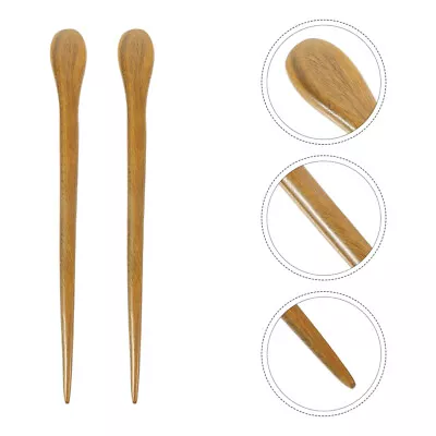  2 PCS Carved Hair Stick Wood Hairpin Chopsticks Japanese-style • £9.38