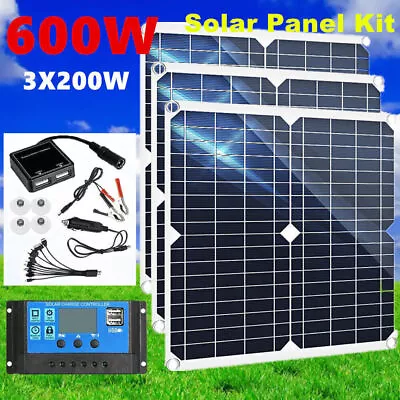 600W Watts Solar Panel Kit 100A 12V Battery Charger With Controller Caravan Boat • £28.27