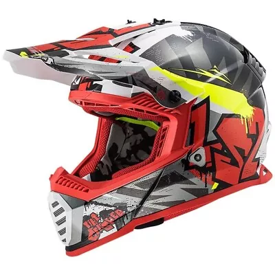 NEW LS2 MX437 Fast Evo Crusher Black/Red/Grey Dirt Bike Helmet • $99