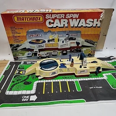 1985 MATCHBOX Super Spin Car Wash Playset Mat Box Partial Set • $48.90