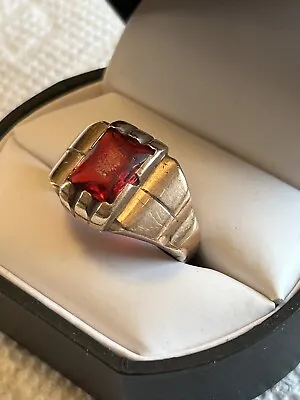 Men’s 10k Gold Red Stone Ring Sz11 • $249.99