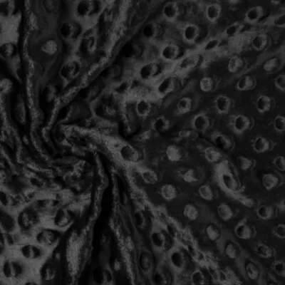 £5.99 • Buy Super Soft Dimple Dots Cuddle Popcorn Fleece  Fabric Black Good Quality !