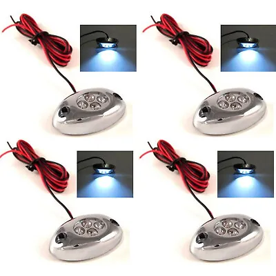 4 White LED Chrome Modules Motorcycle Car Truck Neon Under Glow Lights Pods Kit • $15.95