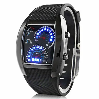 Fashion Men's Black Stainless Steel Luxury Sport Analog Quartz LED Wrist Watch • $10.02