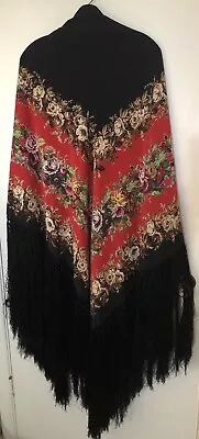 Rare Large One Of A Kind Vintage Yves Saint Laurent Silk Shawl With Fringes. • $785