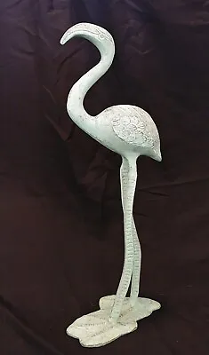 Vintage Flamingo 18  CAST ALUMINIUM FLAMINGO YARD ORNAMENT STATUE 1940'S-50'S • $159.99