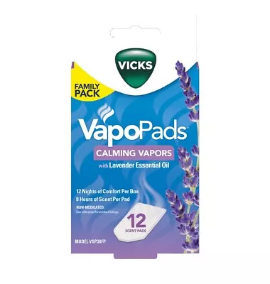 Vicks VapoPads Calming Vapors Lavender Essential Oil 12 Pads Family Pack NEW • $14.99