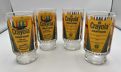 Crayola Crayons Drinking Glass Tumbler Binney And Smith Vintage 5  Set Of 4 • $22.95