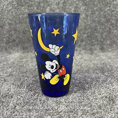 Blue Disney Mickey Mouse  Anchor Hocking Drinking Glass 6  Moon Stars NWT • $7.50