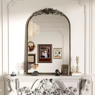 Arched Wall Mirror Gold Traditional Vintage Ornate Baroque Mirrors Antique Brass • $80.90