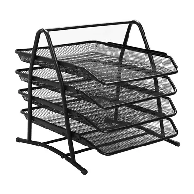 Slide-Out Metal Mesh A4 Document Tray Magazine Letter File Filling Storage Rack  • £9.95