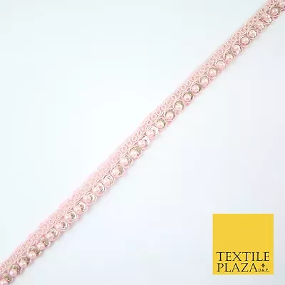 15 COLOURS - Premium Slim Sequin Pearl Beaded Ribbon Trim Border Lace - 1cm Wide • £3.50
