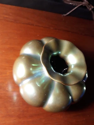 $45 • Buy Vintage Pecs, Hungary Zsolnay Porcelain Bulbous Segmented Cachepot.