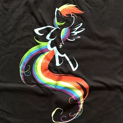 WELOVEFINE My Little Pony MLP FIM Rainbow Dash Men’s Large Black T Shirt • $24.99
