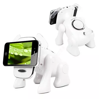 KOCASO Wireless Speaker FM Radio Stereo Bass White W/ Phone Holder Puppy Shape • $16.82