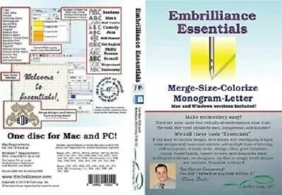 Embrilliance Essentials Machine Embroidery Software Win&Mac Lettering Editing+++ • $139